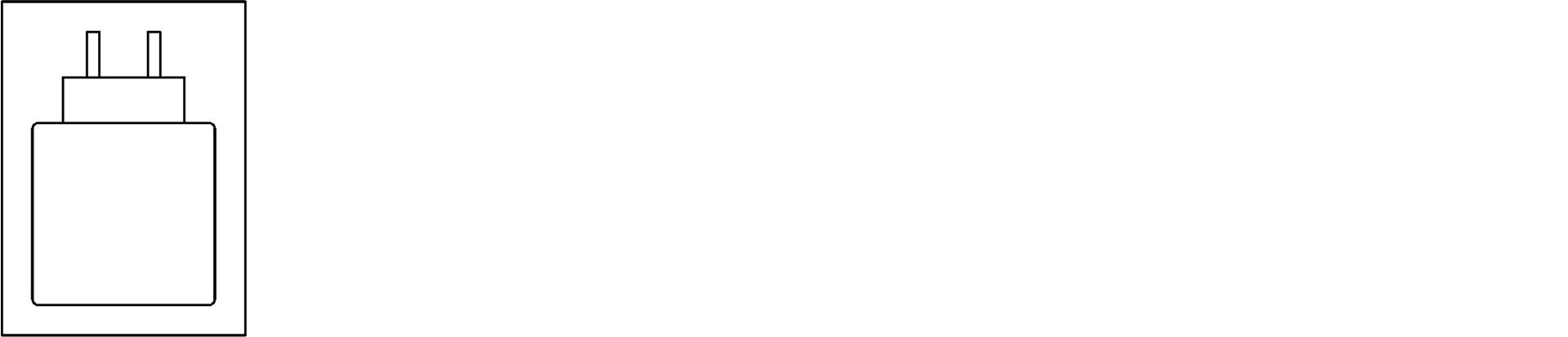 Piktogramm, das ein Ladegerät in einem Rechteck darstellt, um auf das Vorhandensein eines Ladegeräts in der Verpackung hinzuweisen.